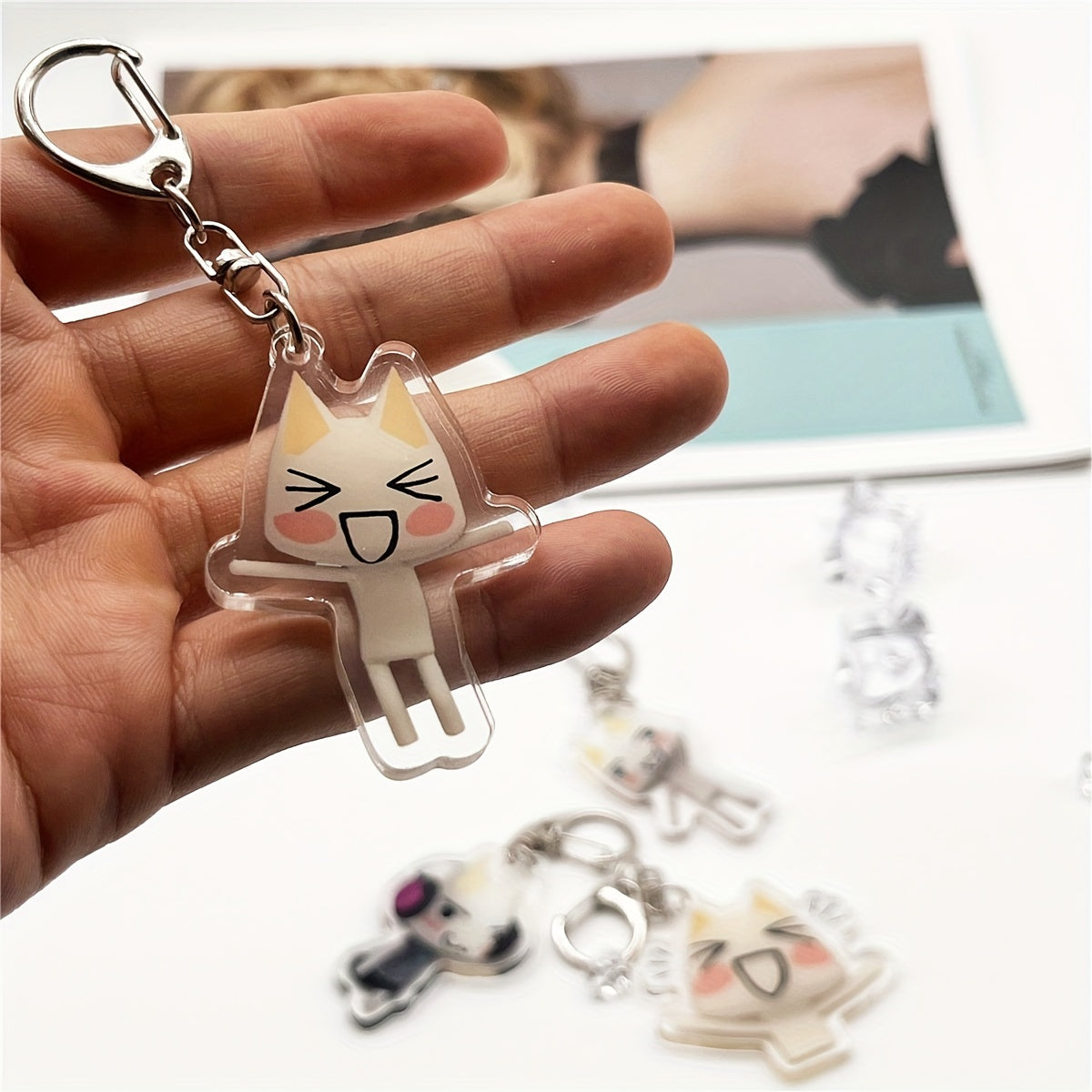 Adorable Cartoon Cat Acrylic Keychain by Inoue Toro - Perfect for Bag Accessories, Pendants, Jewelry, and Fan Gifts