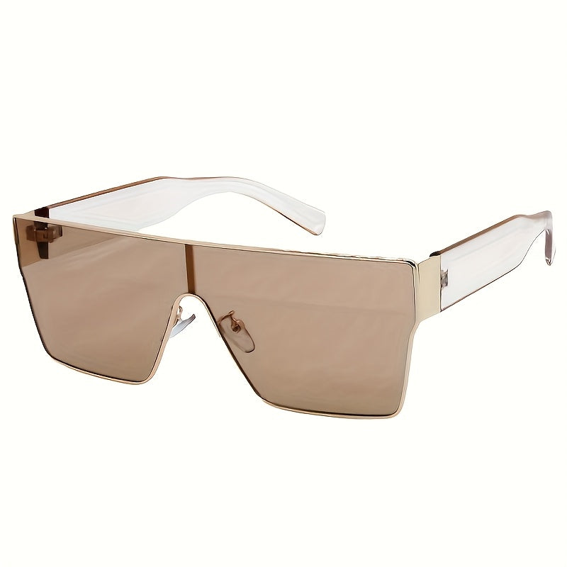 Hiking glasses with metal frame and anti-reflective lenses, featuring a trendy square design for unisex fashion.