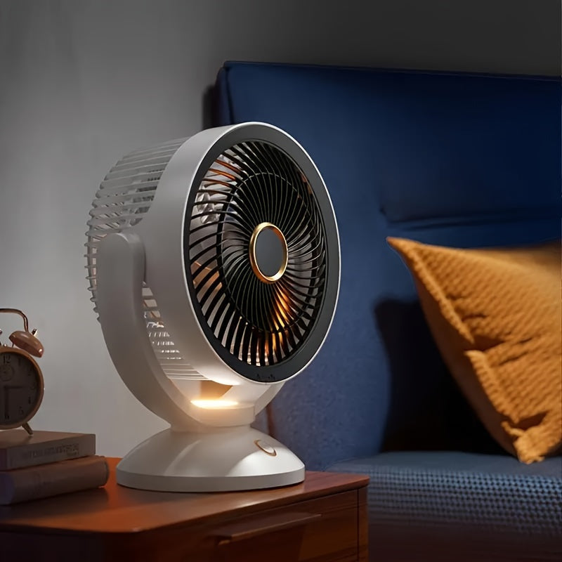 Household Desktop Fan with Adjustable Wind Speed and Night Light - 1pc Tabletop Air Circulation Fan for Office and Home