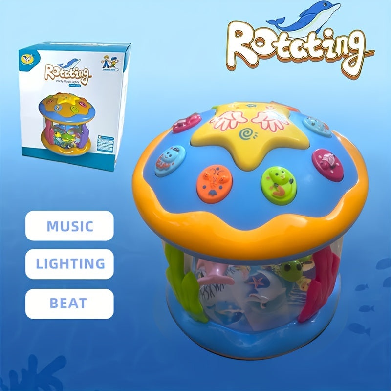 Ocean-Themed Youngsters Drum Kit - Multifunctional with Lights and Sounds, Educational Early Learning Toy for Fun and Development, Made of Durable Plastic in Mixed Colors