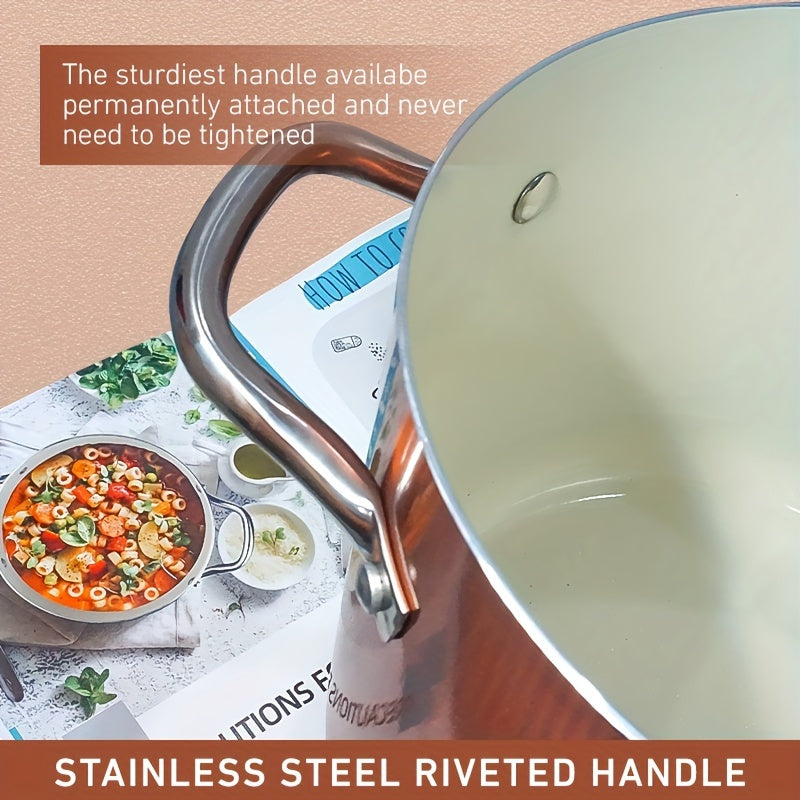 Stock Pot with Lid - Ideal for Making Soups, Pasta & More - Nonstick Coating, Safe for Oven and Induction/Gas Stove - Great for Cooking Family Meals