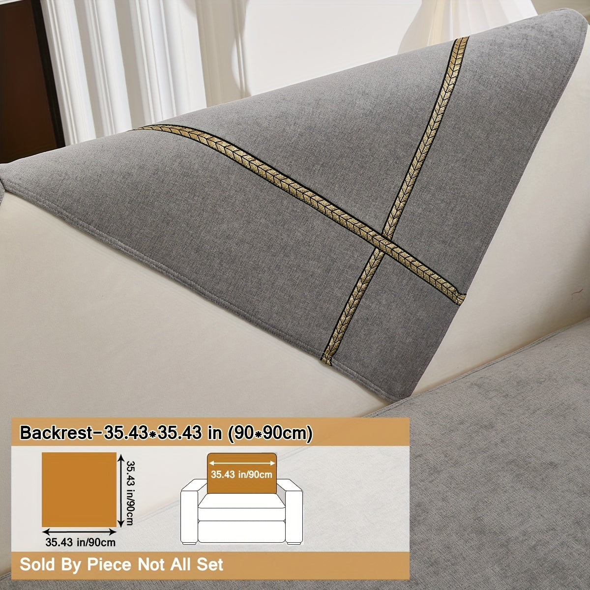 Modern chenille sofa covers with Tiebu embellishment, pet-friendly, non-slip one-piece slipcover for various sofas. Durable 330gsm fabric, machine washable, compatible with multiple sofa types.