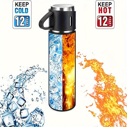 Stainless Steel Vacuum Insulated Bottle Set, 500ml capacity, ideal for hot and cold beverages, sports, and leisure.