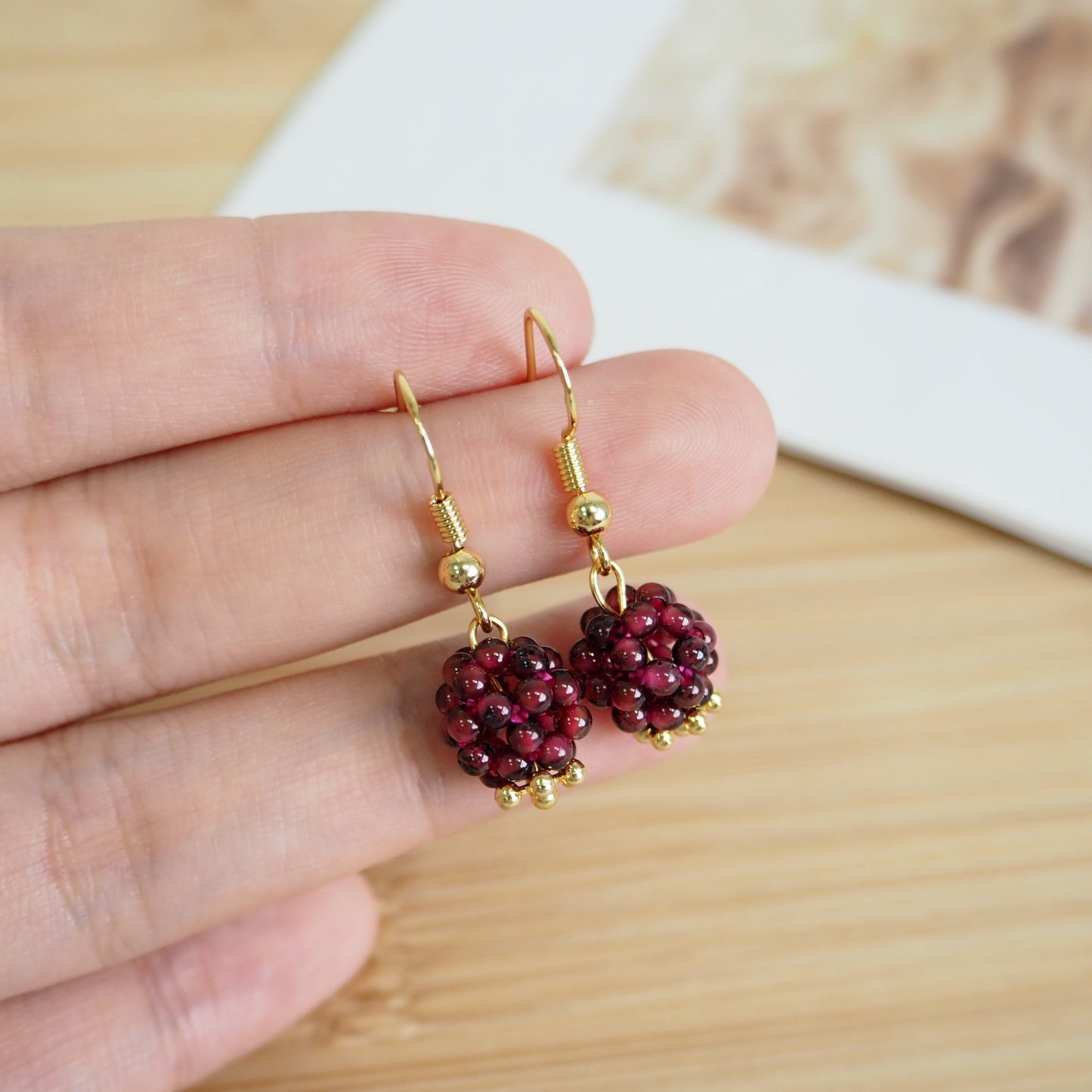 Hand-crafted Natural Garnet Earrings, Exquisite and Stylish Jewelry for Women. Perfect Gift for Birthdays, New Year, Christmas and Thanksgiving. Comes in a Gift Box.