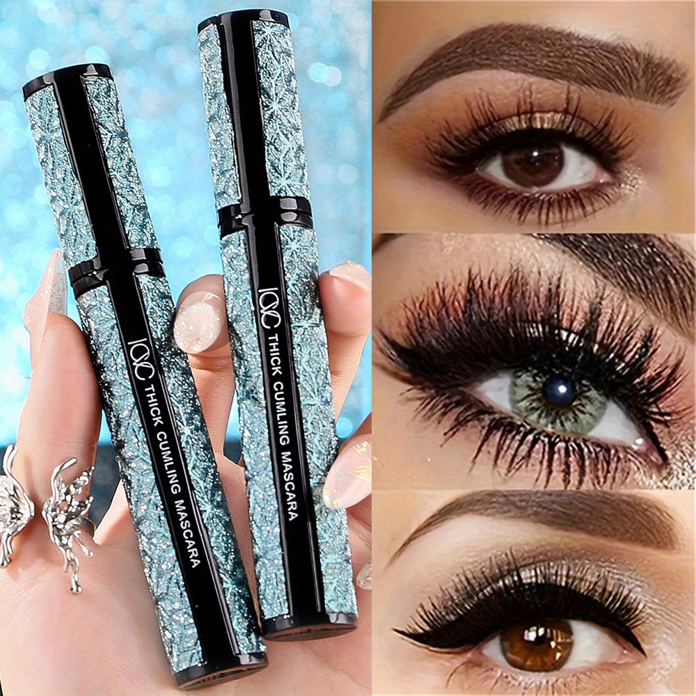 4D Fiber Waterproof Black Mascara for long, thick, and smudge-proof lashes.