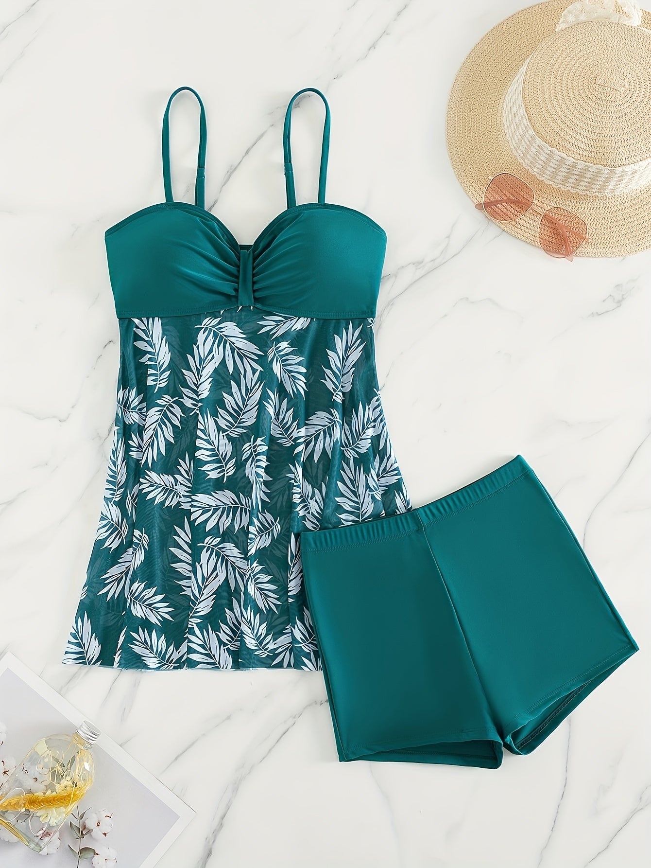 Tropical Print Tankini Swimsuit