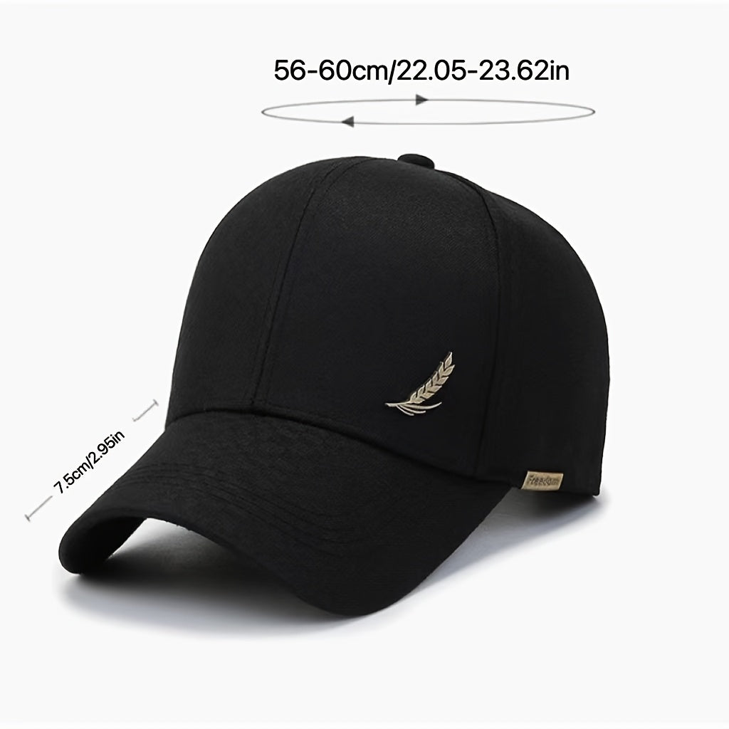 Stylish Black Baseball Cap with Wheat Logo and Durable Polyester Material; Summer 2024 Collection, Multiple Colors Available