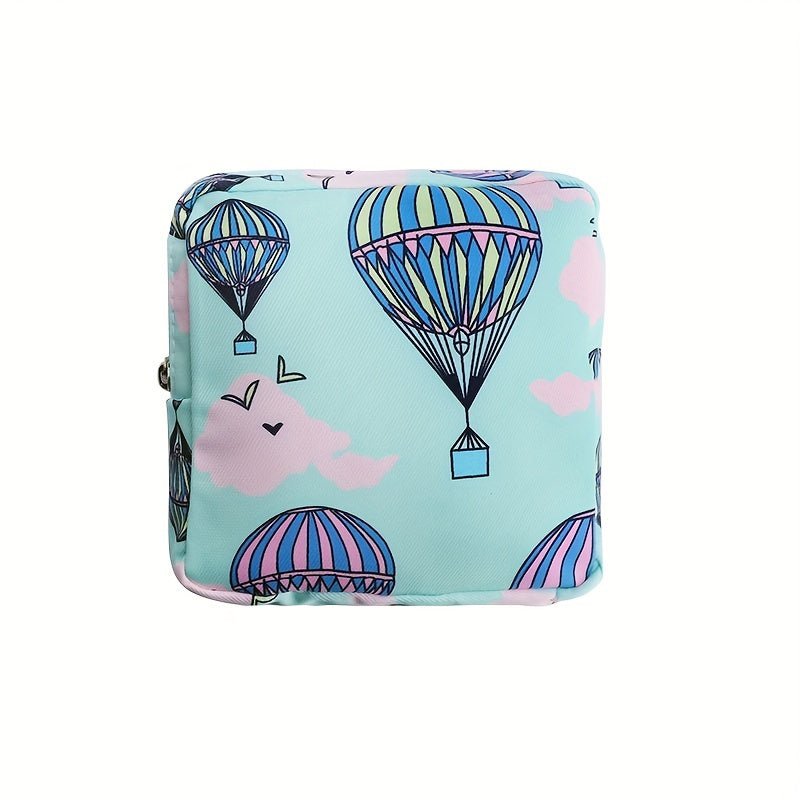 Cartoon printed portable storage bag for menstrual products. Large capacity, waterproof, suitable for organizing girl's belongings. Can also be used for storing headsets, coins, art