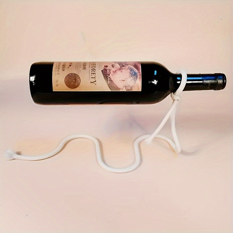 Elegant metal wine bottle holder for kitchen or dining room storage, ideal for home bar decor.