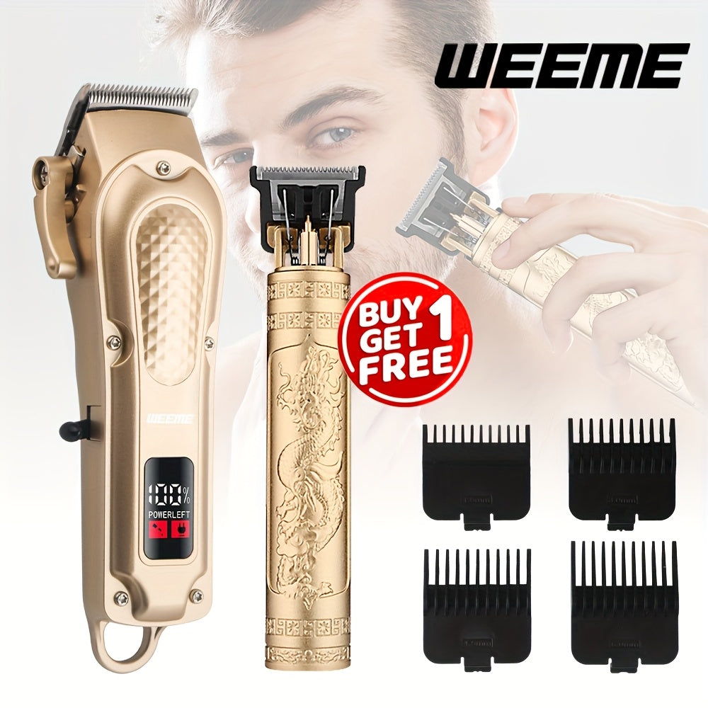 Introducing WEEME Men's Haircut Kit: USB Charging Hair Clipper Set with LCD Display. Includes Trimmer, Shaver, and T-shaped Trimmer. Perfect gift for Valentine's Day or Lunar New Year