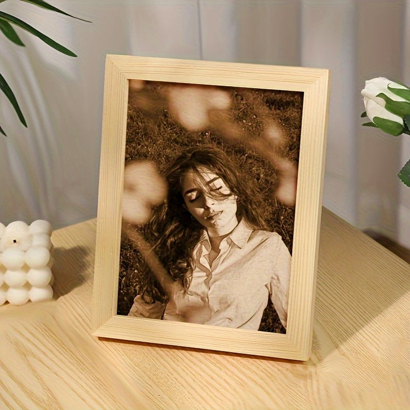 Personalized Wooden Picture Frame with Engraving - Perfect Gift for Boyfriend, Girlfriend, Birthday, Anniversary, Wedding, or Valentine's Day - Ideal Home Decor for Ages 14+ - Single Photo Frame