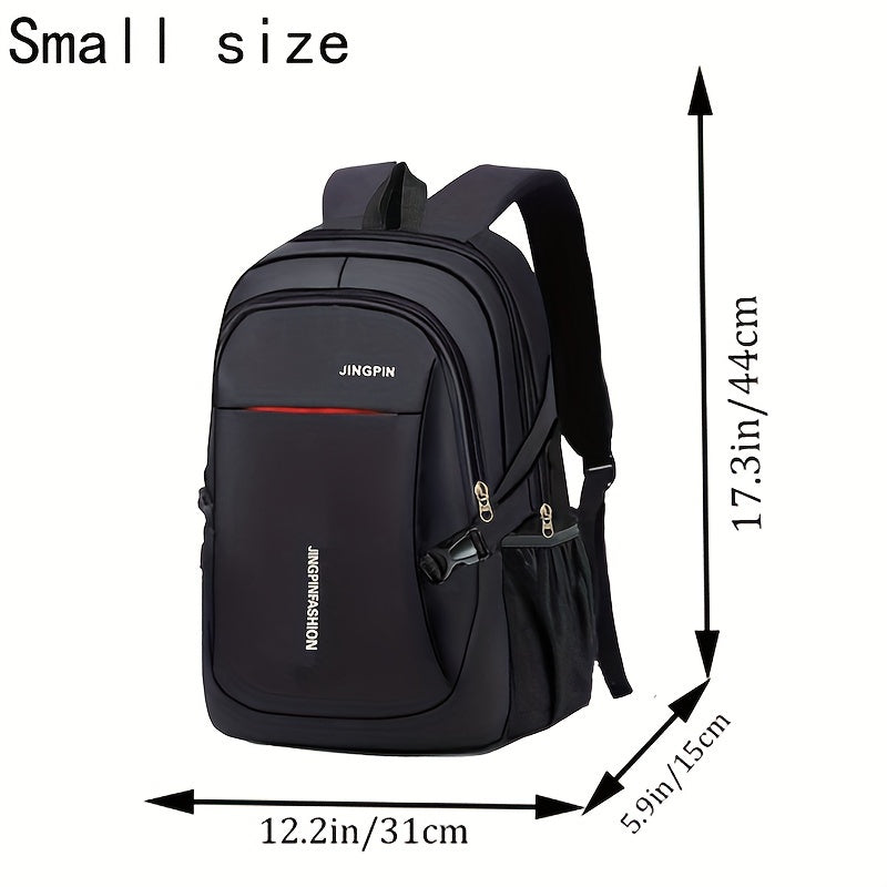 Canvas backpack with large capacity for men and women, featuring Korean style and a computer compartment. Perfect for travel and middle school students. Random pull handle direction.