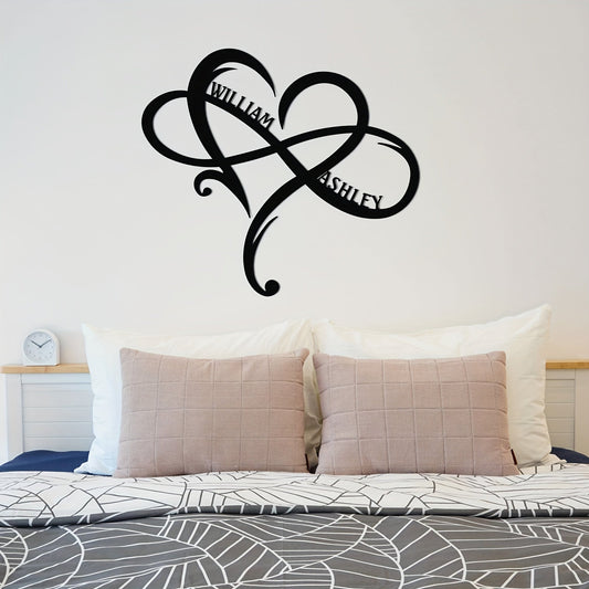 Personalized Metal Infinity Heart Wall Art featuring Custom Names - Perfect for Romantic Couples' Wedding, Engagement, or Anniversary Decor, Great for Bridal Shower Gift - Suitable for ages 14 and up