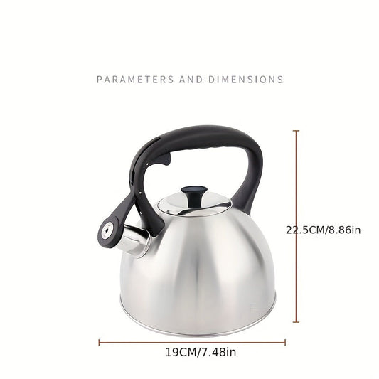 Sand-colored 2.5L teapot kettle with whistle, designed for use on gas stoves, made of durable stainless steel by Hausroland.