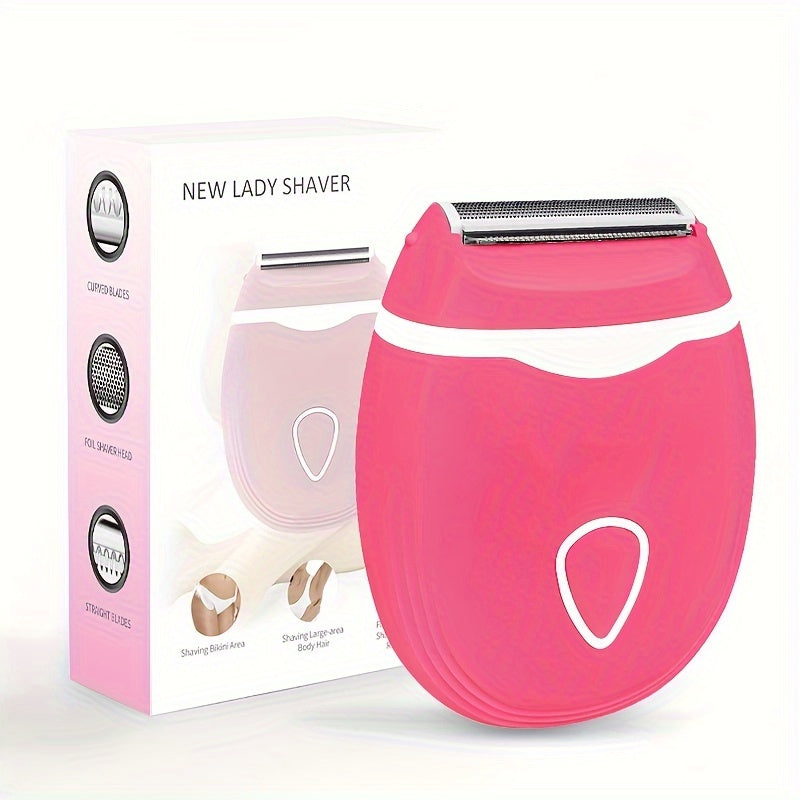 Women's electric shaver for bikini legs, underarms, and public hairs, portable for wet and dry use without batteries.