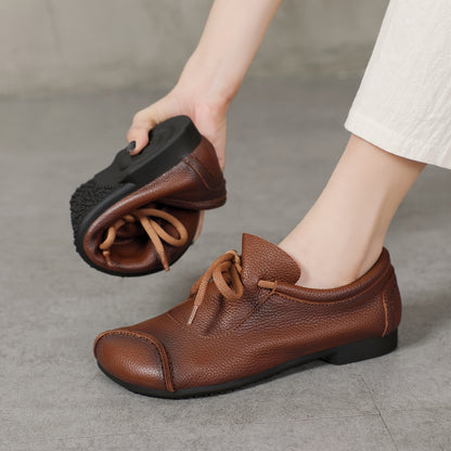 Women's lightweight leather slip-on loafers with round toe design and rubber sole, perfect for travel, hiking, and casual attire in all seasons.