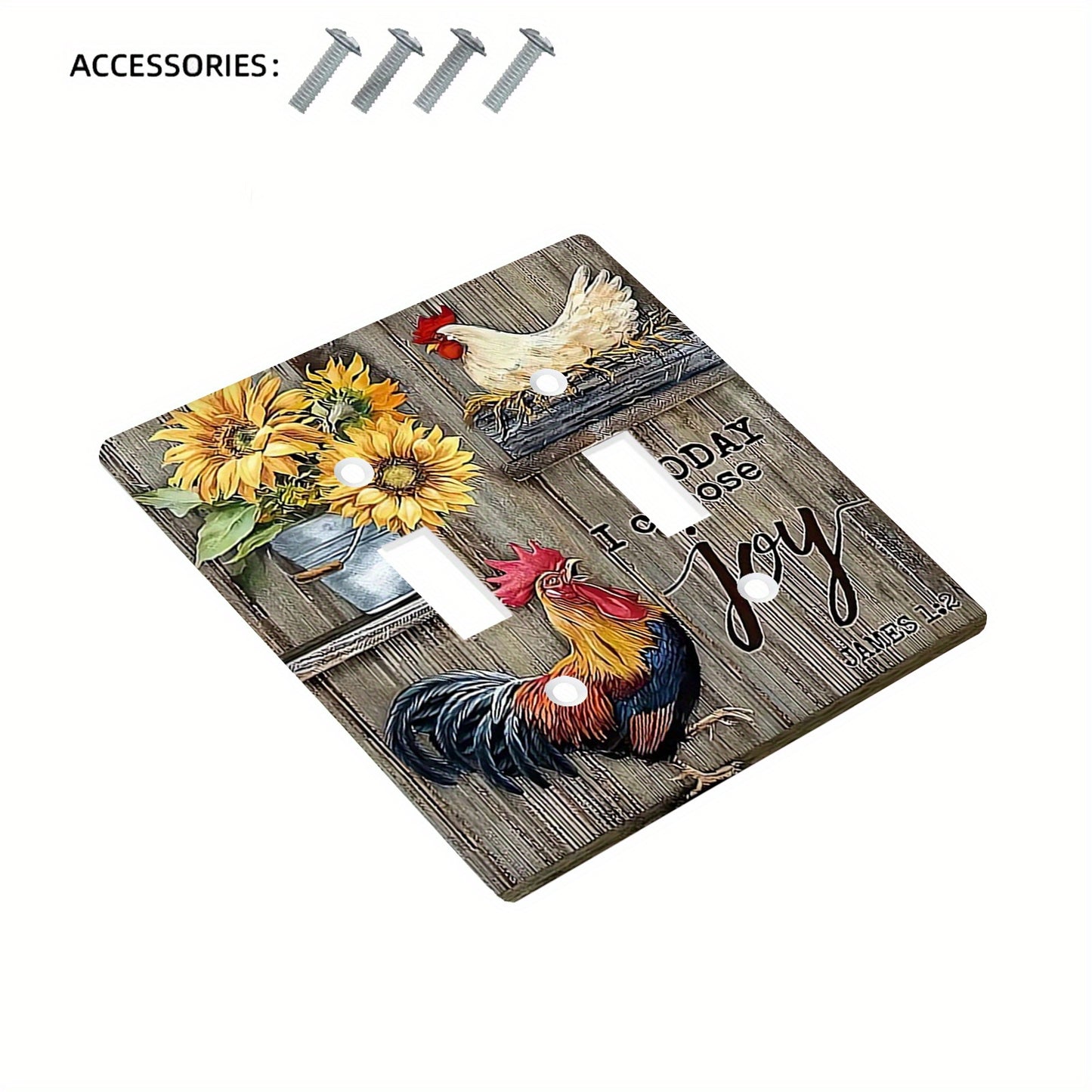 Decorative Rustic Rooster Light Switch Cover - Easy Install, Battery-Free. Perfect for Home, Bedroom, Kitchen.