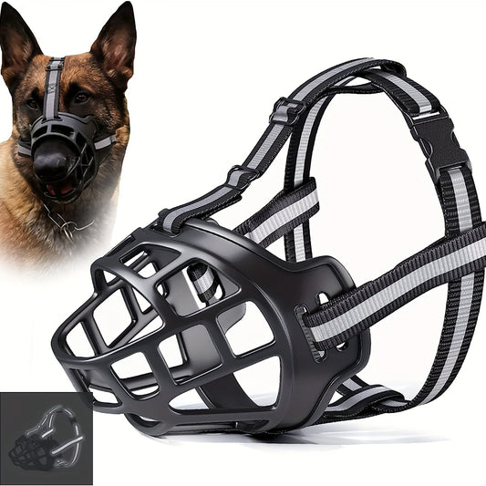 Universal Breathable and Durable Reflective Basket Dog Muzzle to prevent biting and chewing.