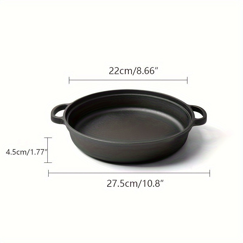 Pre-Seasoned Cast Iron Skillet with Dual Handles - 21.84cm, Non-Stick, Oven & Stove Safe, Durable Kitchen Cookware with Hand Wash Care Instructions