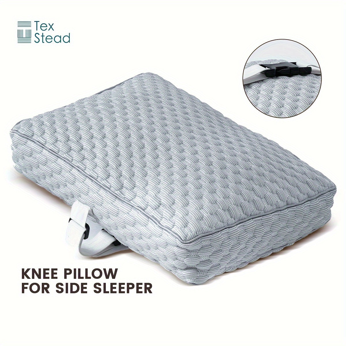 Portable, Machine Washable Leg Support Pillow Designed for Side Sleepers - Grey Color, Polyester Fiber Fill