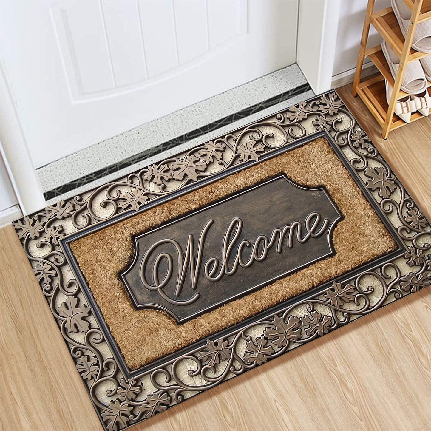 Welcome Home Doormat, with Abstract Line Pattern: Made of 100% Polyester, 6mm Thick, Non-Slip Rubber Backing, Machine Washable - Durable, Easy to Clean, and Decorative Mat for Door, Bathroom, and Entryway - Available in Multiple Sizes