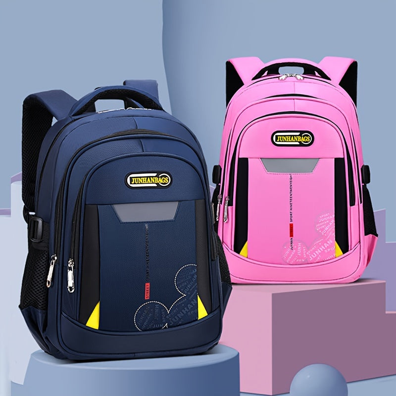 Large capacity multi-layer backpack with side pocket for bottle or umbrella, suitable for students' daily commute, library visits, and outdoor activities.