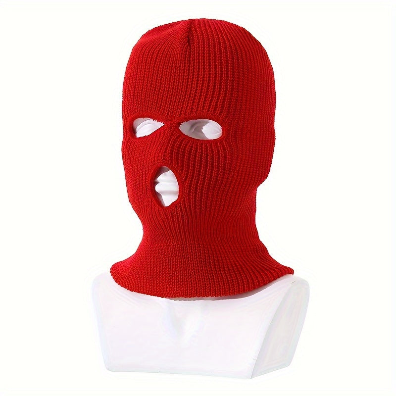 Stay warm and stylish this winter with the 1pc Knitted Ski Mask. This cool headgear balaclava is suitable for both men and women, perfect for Halloween horror spoofs or as a fun car decoration.