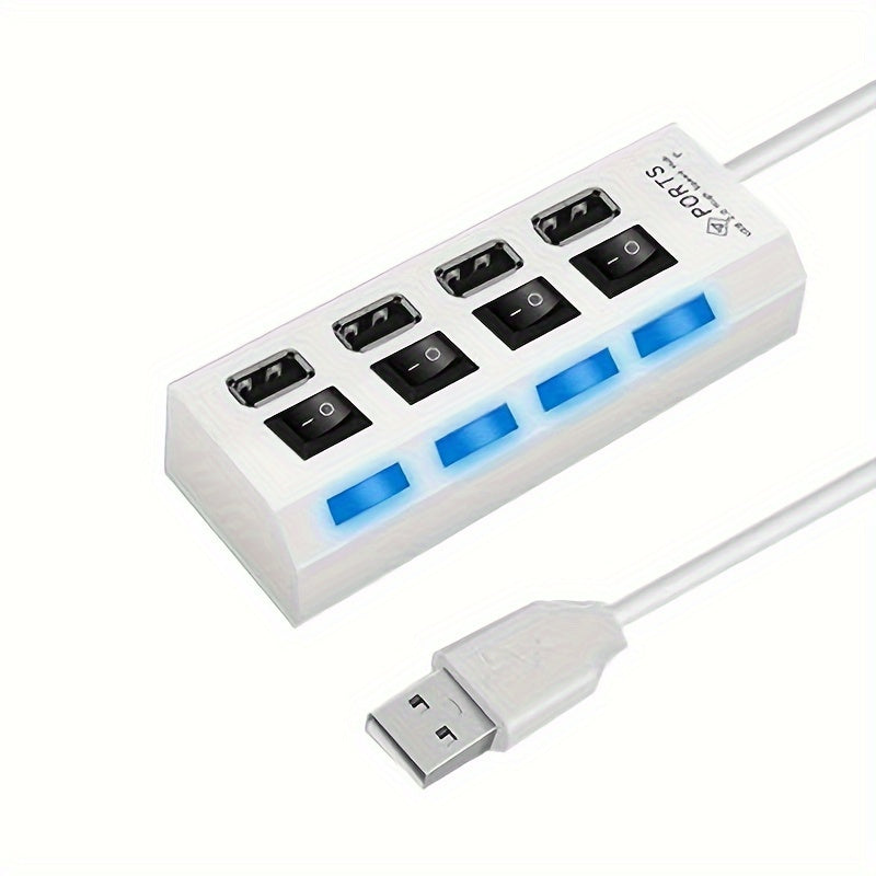 Высокоскоростной 4/7-портовый USB-сплиттер-хаб с блоком питания, множественным переключателем расширения, док-станциями и кабелем длиной 30 см.