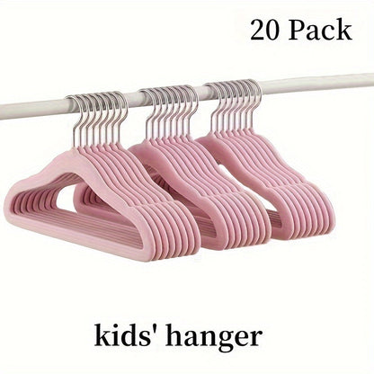 The HOUCOC 20-piece Velvet Hangers Set is Perfect for Organizing Kids' Clothing in the Closet - Non-Slip and Space-Saving Solution for Pants, Shirts, and Dresses for Children and Teens.