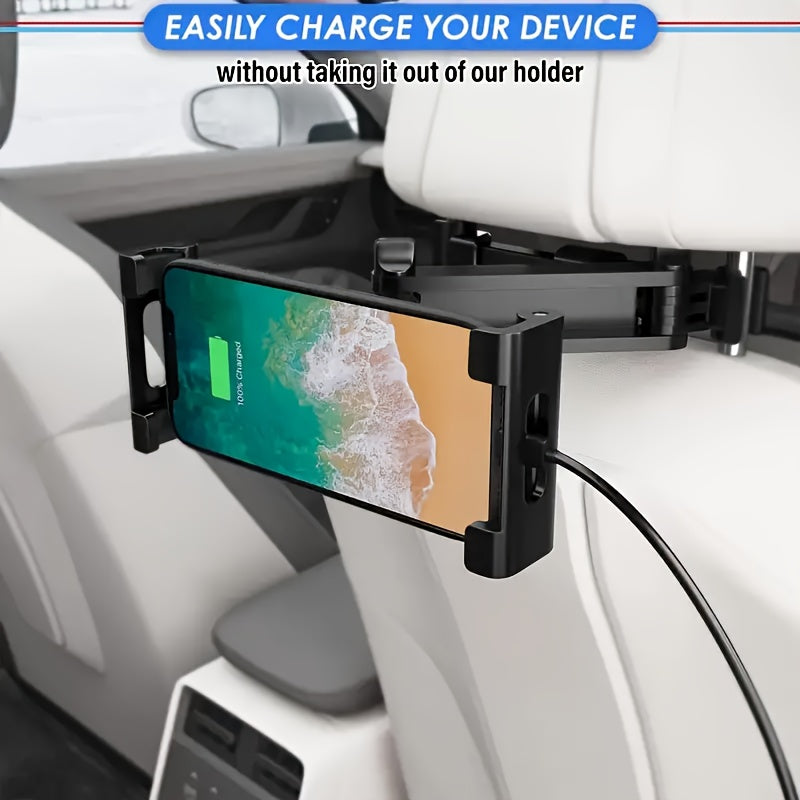 Car rear headrest tablet phone holder, compatible with tablets for devices ranging from 11.94-32.77 cm, providing safe and adjustable support for road travel.