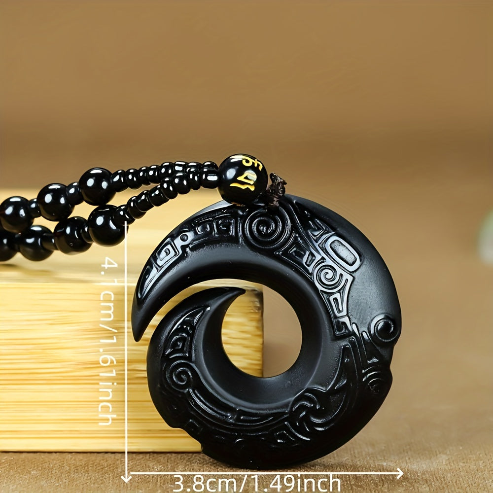 1pc elegant Obsidian Pendant suitable for both men and women, serves as a Good Luck Necklace. This natural stone design jewelry gift is perfect for those who appreciate fashion and style.