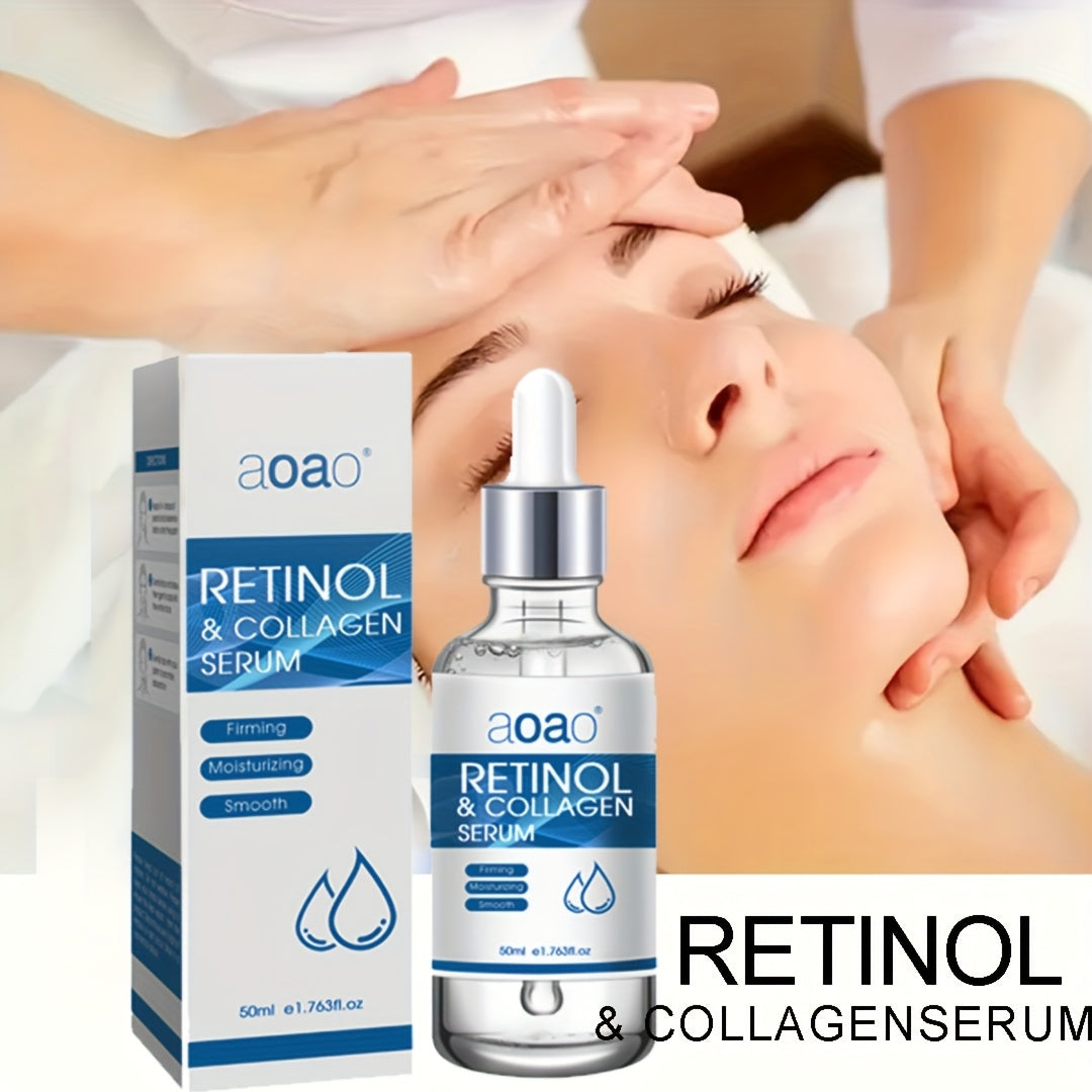 High-End Facial Treatment Serum for Smooth, Beautiful Skin with Retinol, Collagen, and Hyaluronic Acid, Alcohol-Free.