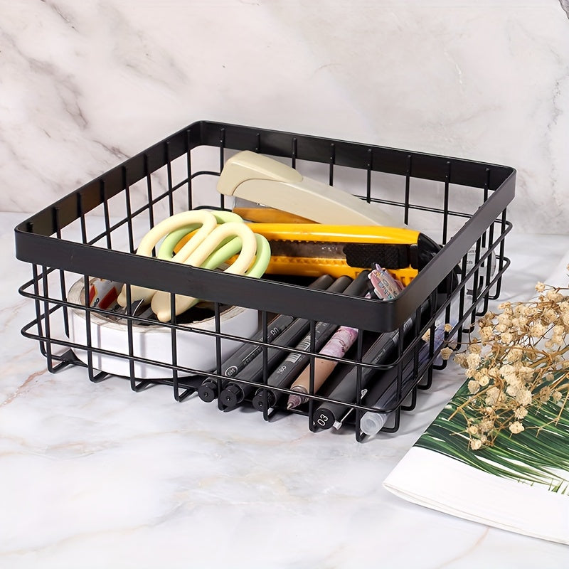 Set of 2 Metal Storage Baskets in Multiple Sizes for Office & Kitchen - Handy Organizer for Snacks and Essentials