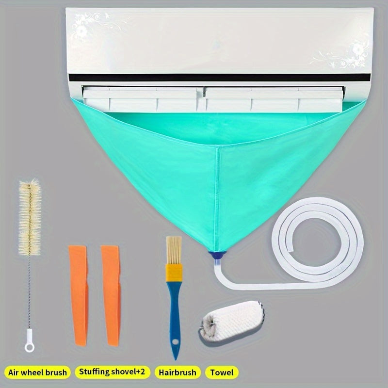 No electricity needed for the 95cm/37.4inch Reusable Plastic Air Conditioner Cleaning Bag with Drainage Tube