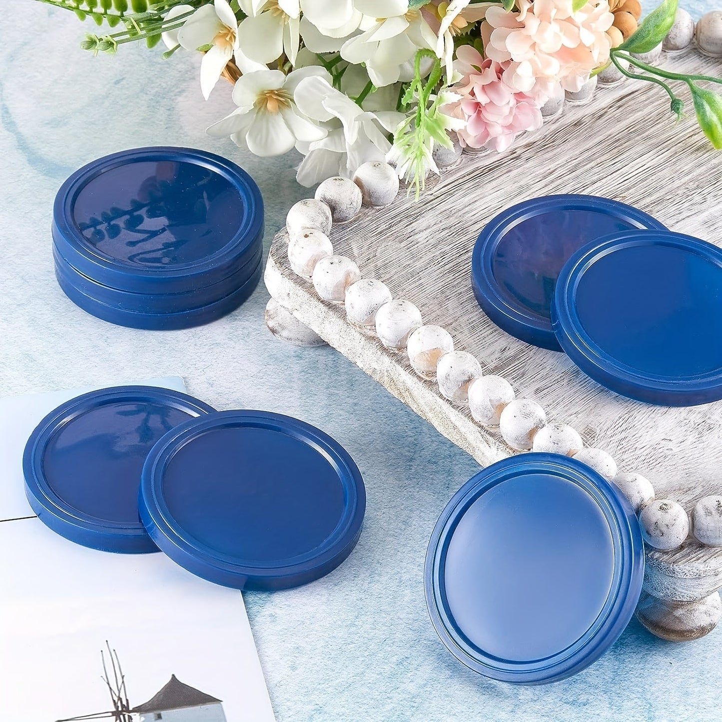 Set of Oui Yogurt Jar Lids - Available in 15, 25, 40, or 60 Pieces with Labels, Reusable Glass Covers for Oui Jars and Bottles, Safe for Food Storage in the Kitchen