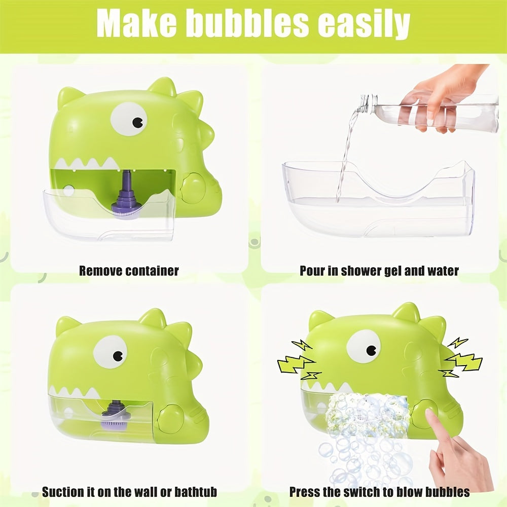 Ideal Birthday Gift: Adorable Dinosaur Bubble Machine with Music, Plastic Water Hose for Fun Bathtub Play - Perfect for Babies