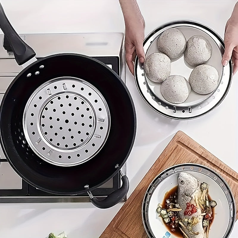 Durable Stainless Steel Steam Tray Rack, Multipurpose Steamer for Healthy Cooking, Detachable and Easy to Clean. Non-Magnetic, Thickened Design Saves Space in the Kitchen.