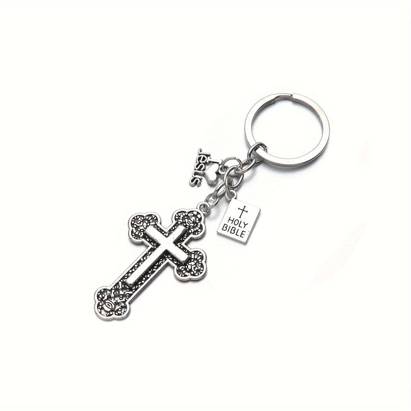 20 pieces of cross key chains with holy book pendants attached, perfect for holding your car keys. These key rings make great religious favors for Christians and Easter prayer gifts.