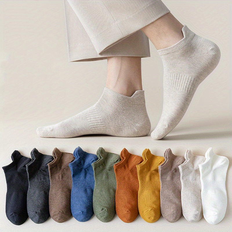 5 pairs of men's breathable, sweat-absorbing, anti-odor short socks for summer, with anti-skid features.