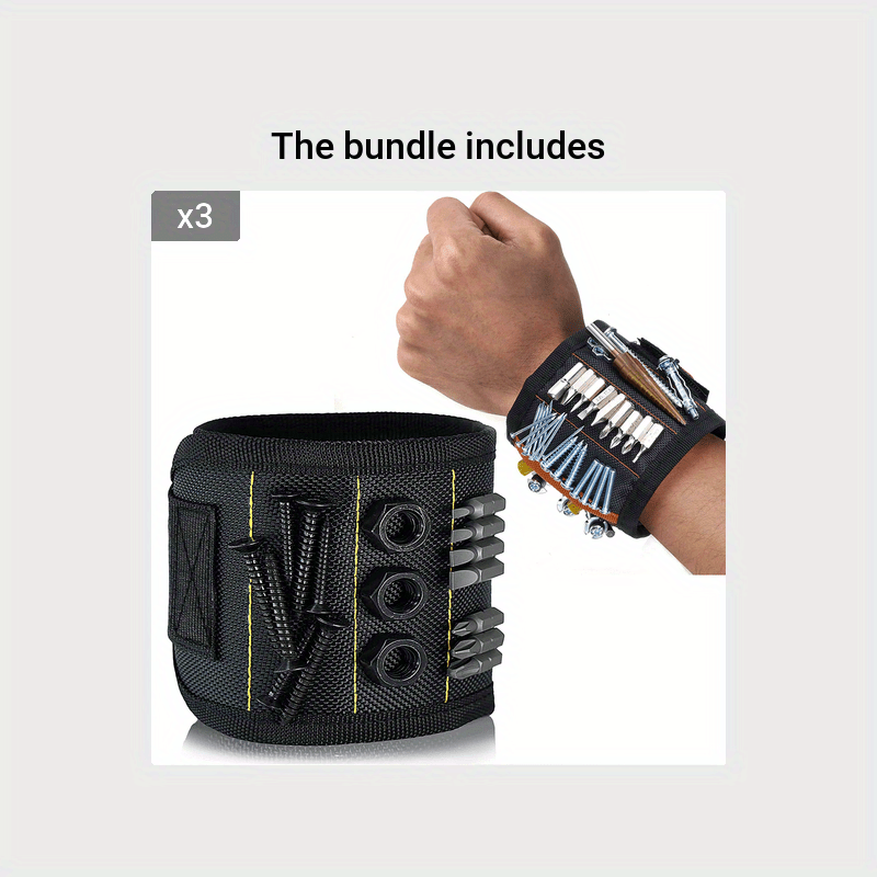 Magnetic tool wristband with strong magnetic nail suction.