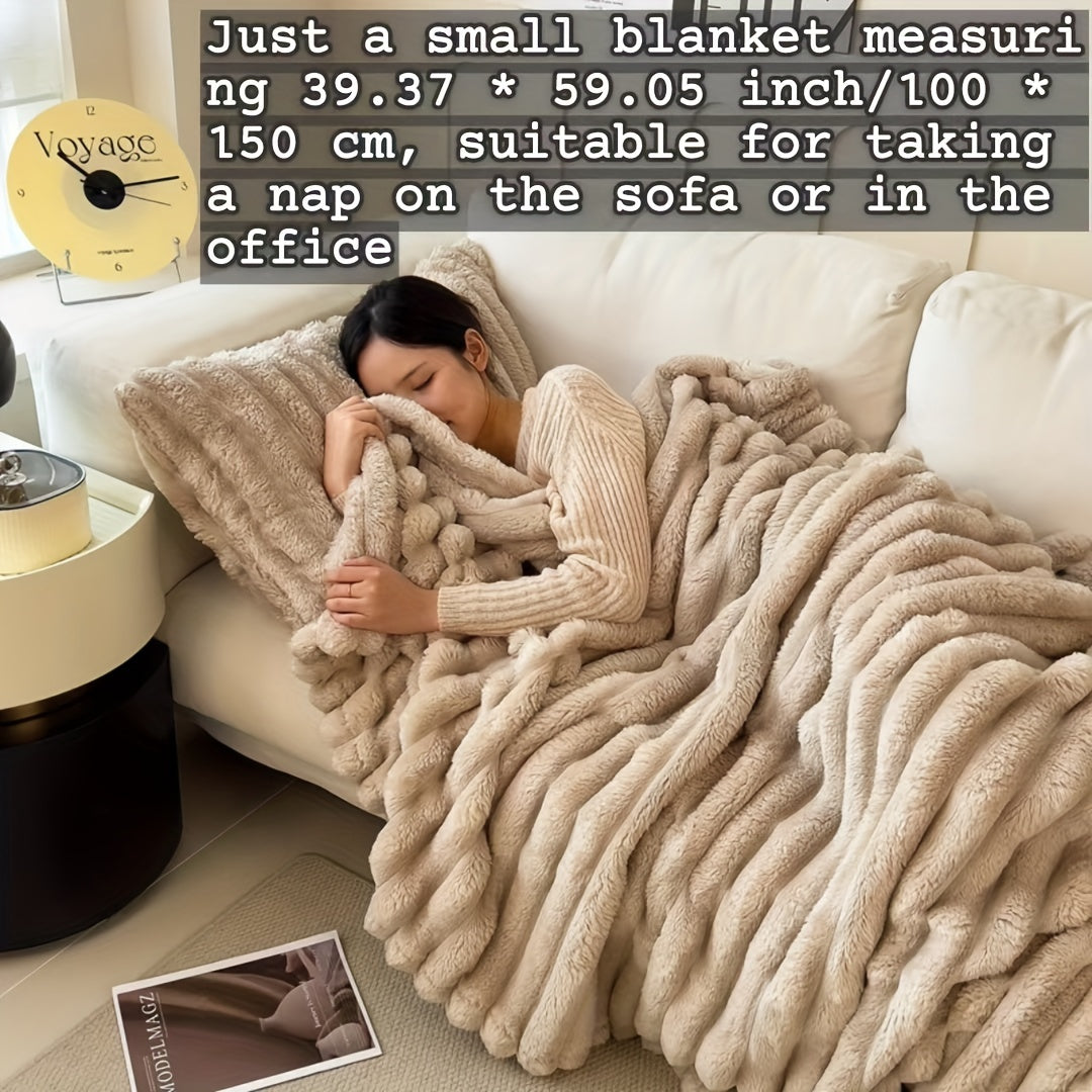 Luxurious Faux Rabbit Fur Throw Blanket - Cozy and Soft for Couch, Bed, Office, and Travel - Perfect All-Season Gift for Christmas!