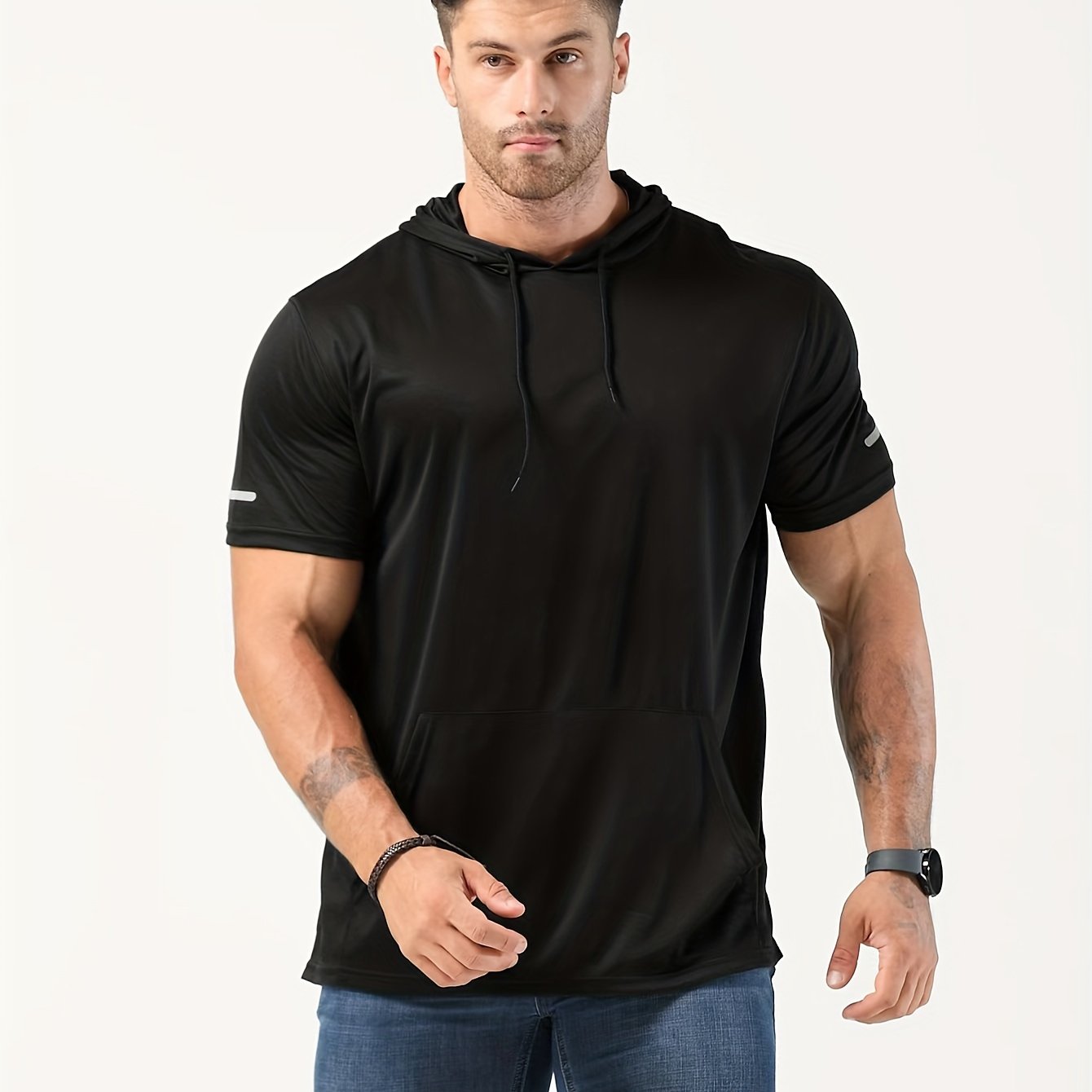 518 Plus-size Men's Quick-drying Hooded Sports T-shirt