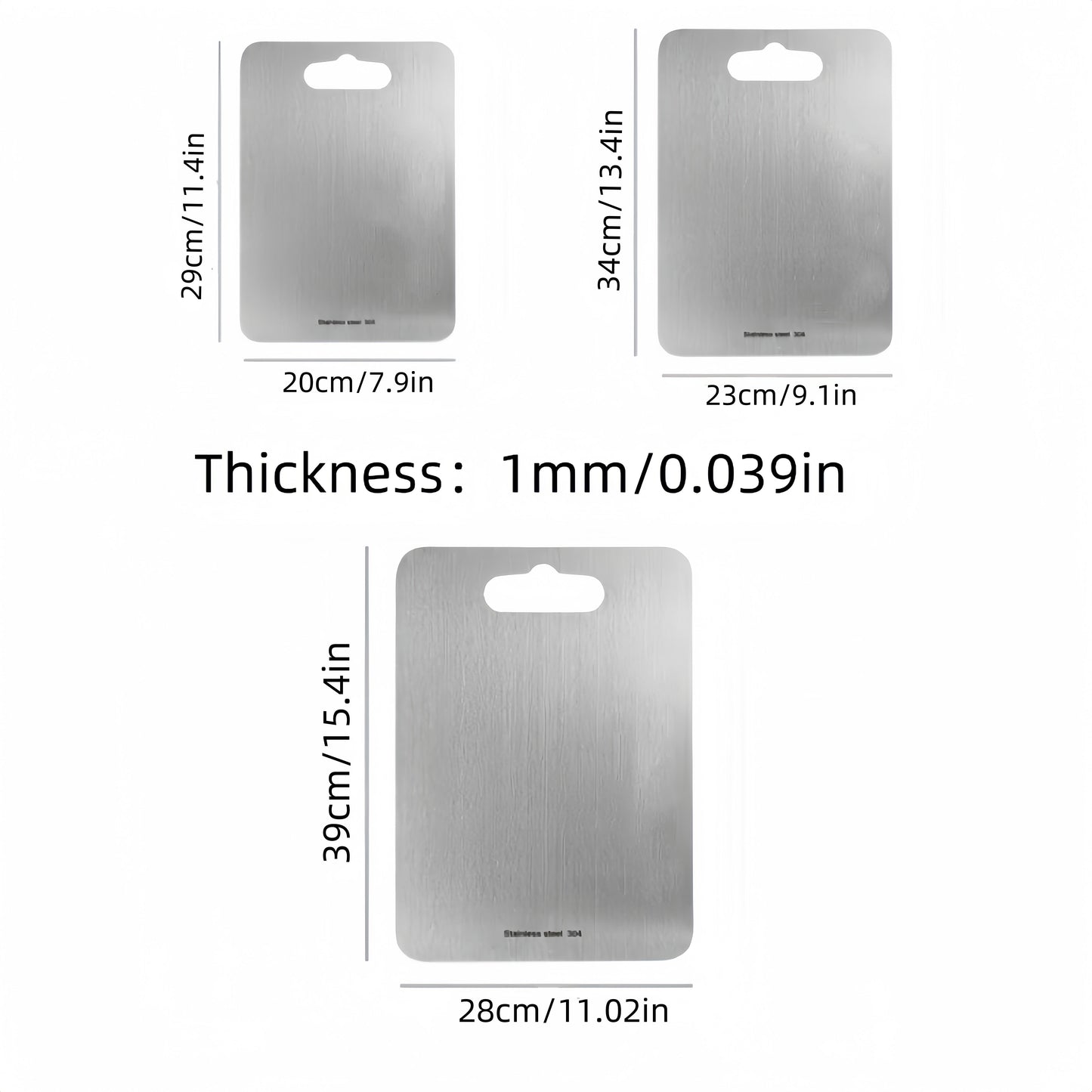 Set of 3 Stainless Steel Cutting Boards | Reversible Metal Chopping Boards | Convenient Portable Kitchen Cutting Boards