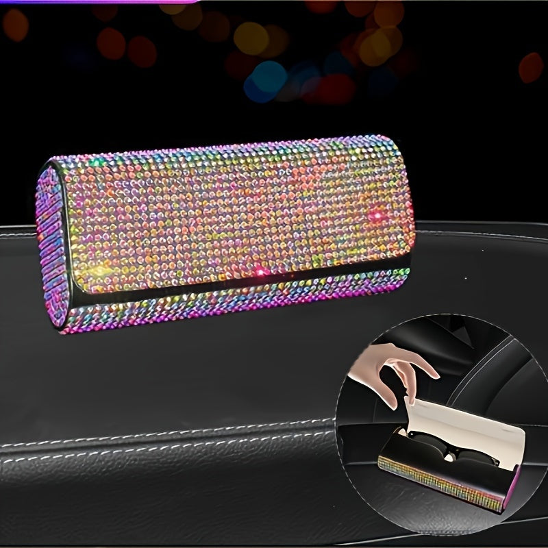 Elegant Golden Water Diamond Glasses Case Perfect for Sunglasses, Reading Glasses, and Eyeglasses Storage.