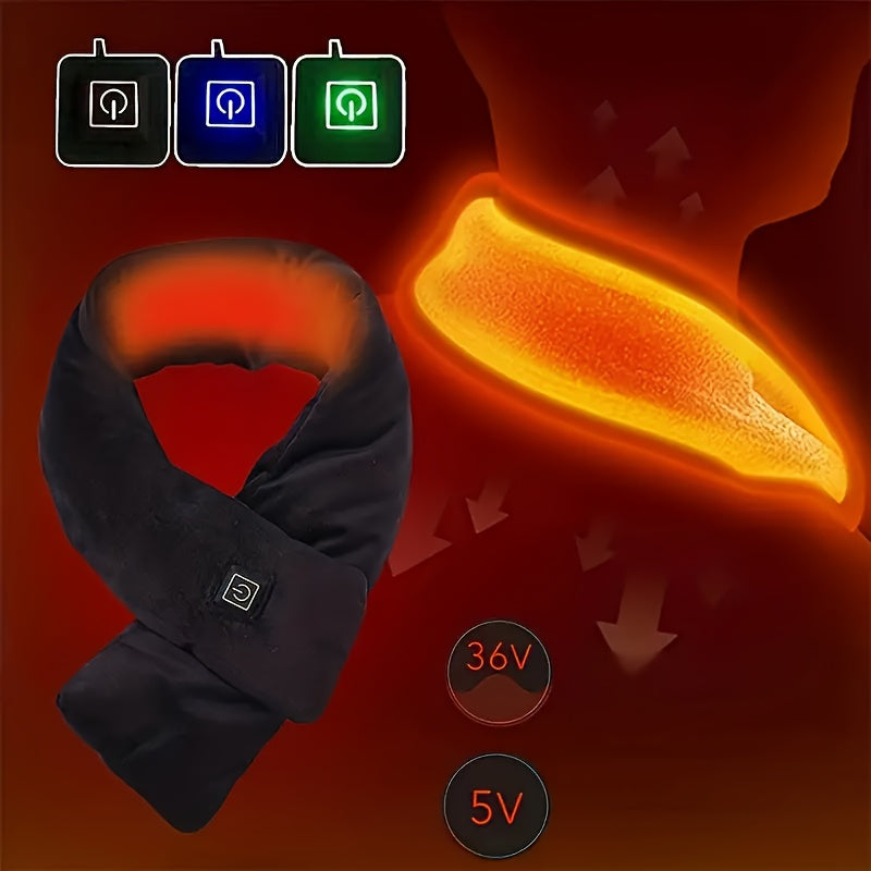 Stay warm and cozy with our USB powered heated scarf! This unisex polyester knitted neck warmer is perfect for everyday wear with its casual style. Made with 100% polyester composition, this scarf features a washable electric heating element to keep you