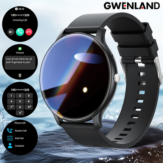 GWENLAND Smart Watch with 1.46" HD display, compatible with Android and iOS, includes sports tracker, call/message notifications, music control, sedentary reminder, remote camera, USB