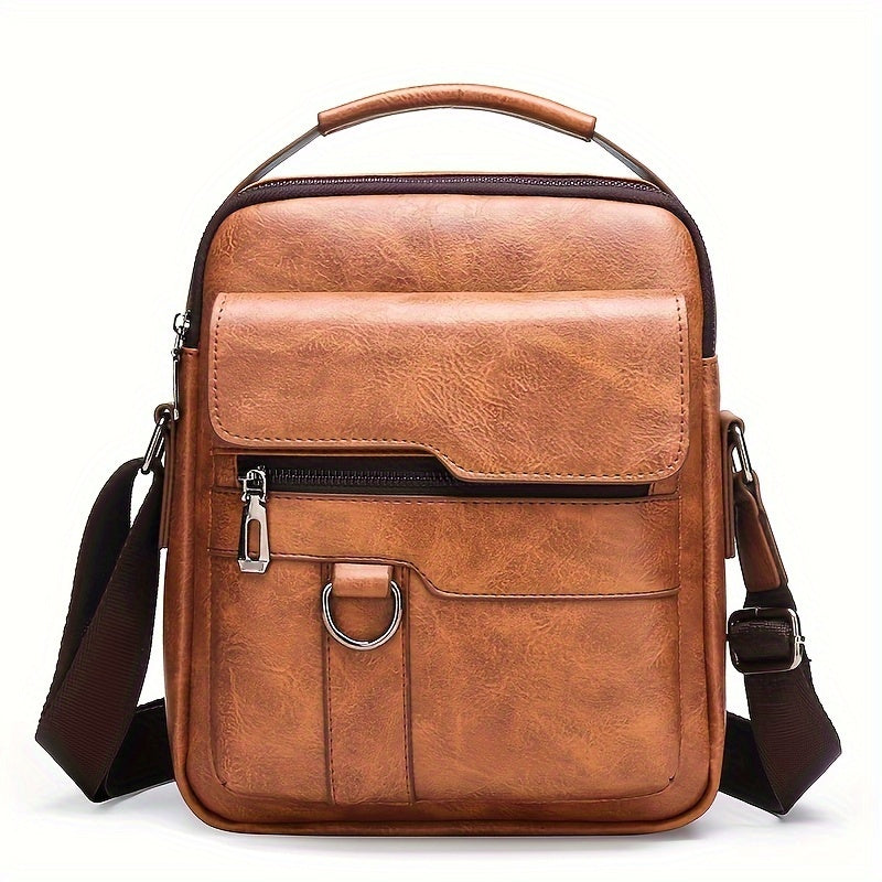 Men's Casual Shoulder Bag, Large Capacity Waterproof PU Crossbody Bag, Fashionable and Versatile.