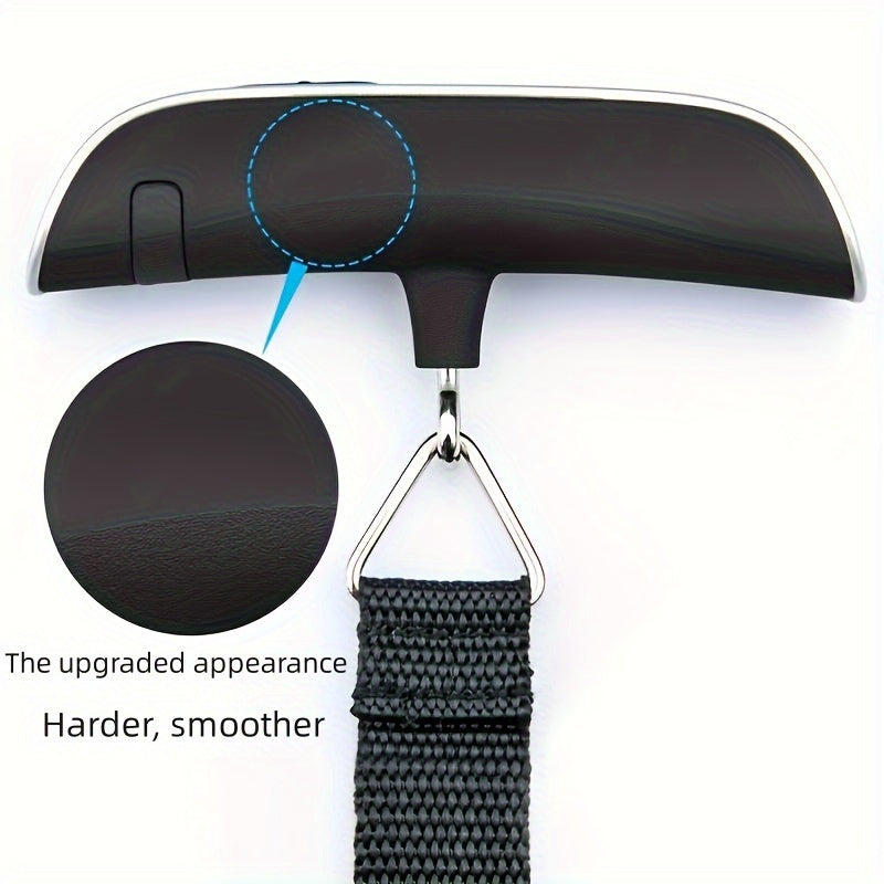 Portable electronic luggage scale with hook, suitable for parcels up to 50KG, ideal for fishing and lifting tasks.