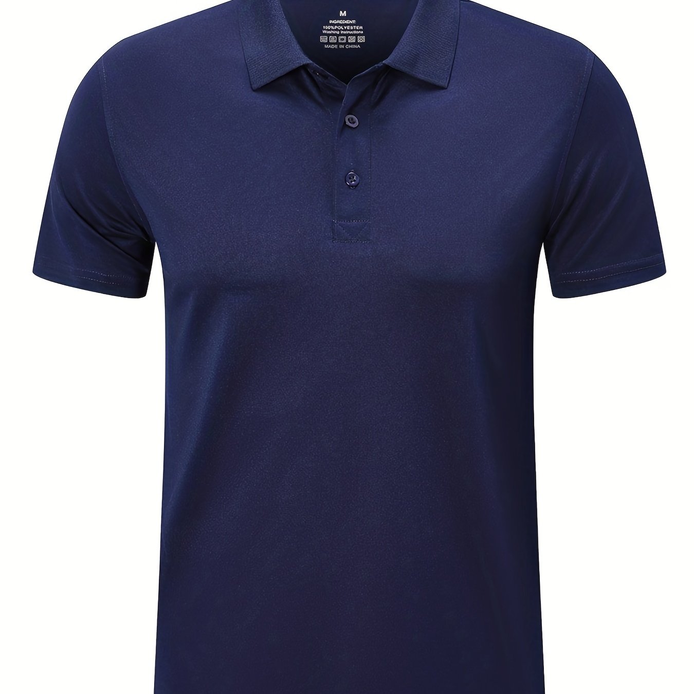 Men's Quick Dry Polyester Shirt with Button Detail and Crew Neck, Moisture Wicking Athletic T-Shirt.