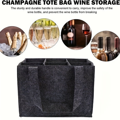 The Red Wine Portable Felt Bag can hold up to 6 bottles of wine or beer.